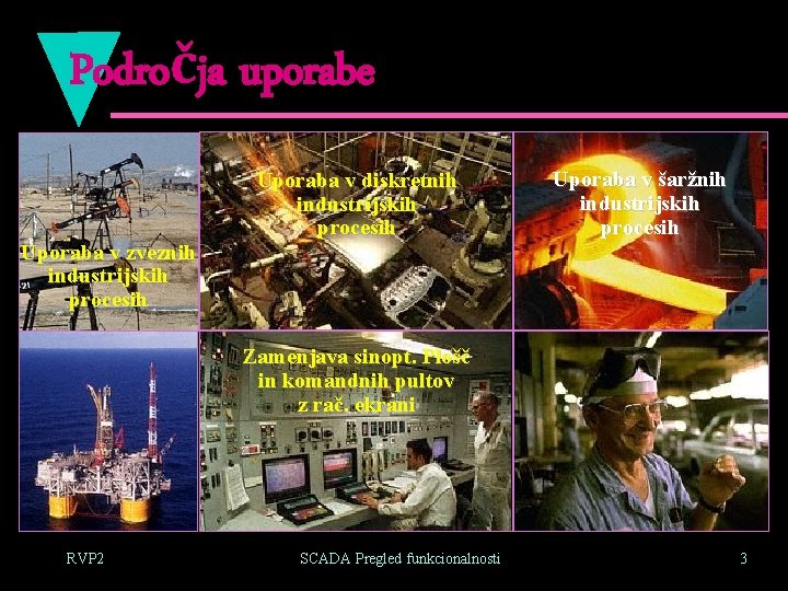 Področja uporabe Uporaba v zveznih industrijskih procesih Uporaba v diskretnih industrijskih procesih Uporaba v