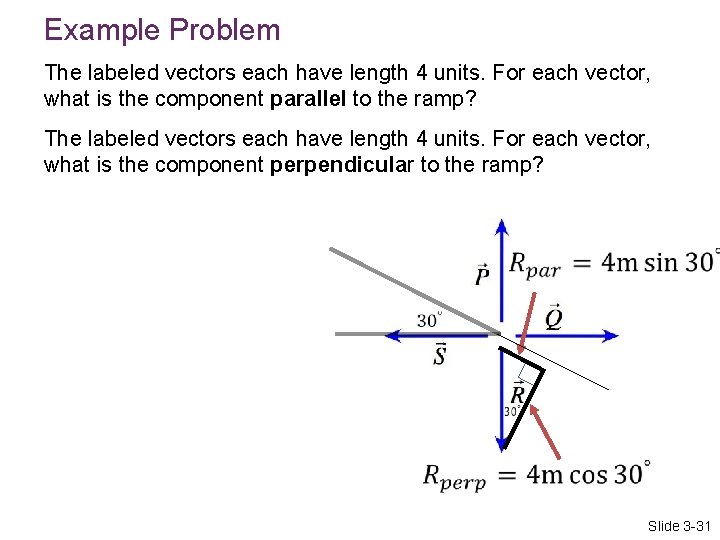 Example Problem The labeled vectors each have length 4 units. For each vector, what