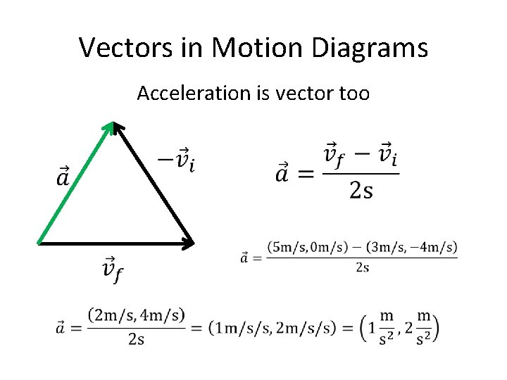 Vectors in Motion Diagrams Acceleration is vector too 