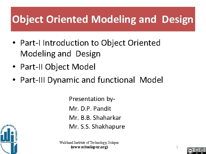 Object Oriented Modeling and Design PartI Introduction to