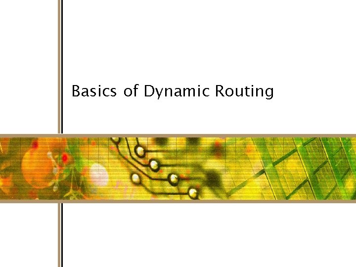 Basics of Dynamic Routing 1 