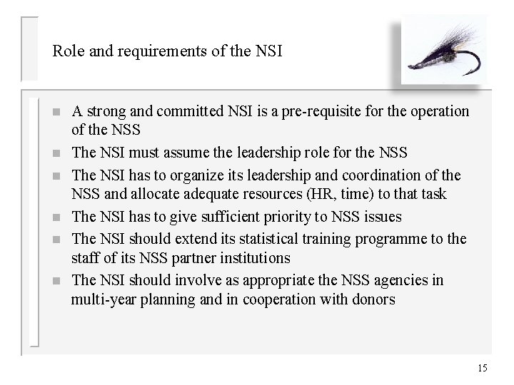 Role and requirements of the NSI n n n A strong and committed NSI