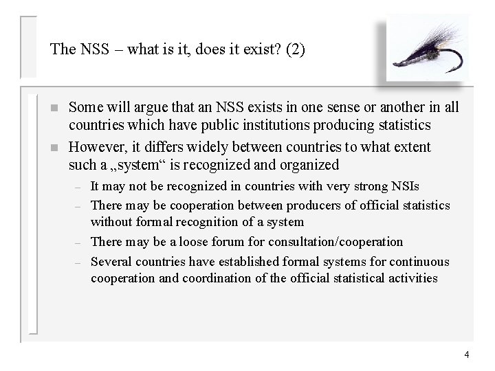 The NSS – what is it, does it exist? (2) n n Some will