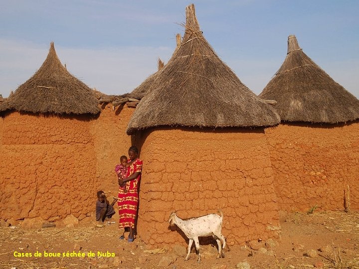 Cases de boue séchée de Nuba 