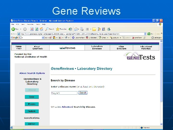 Gene Reviews 