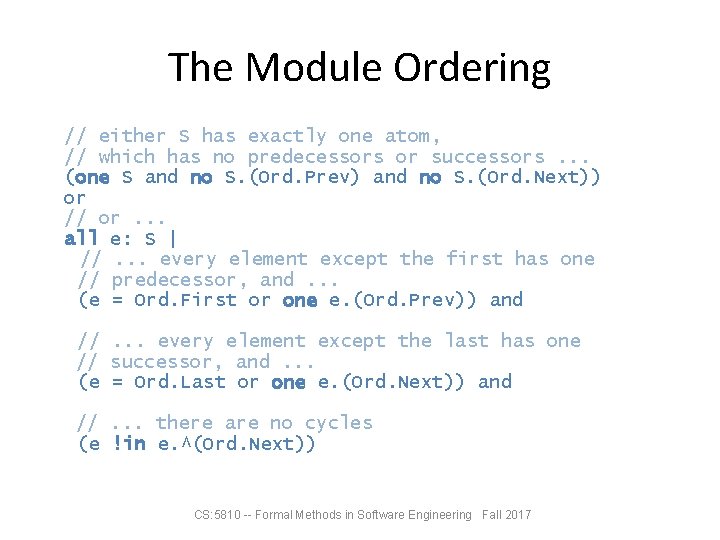 The Module Ordering // either S has exactly one atom, // which has no