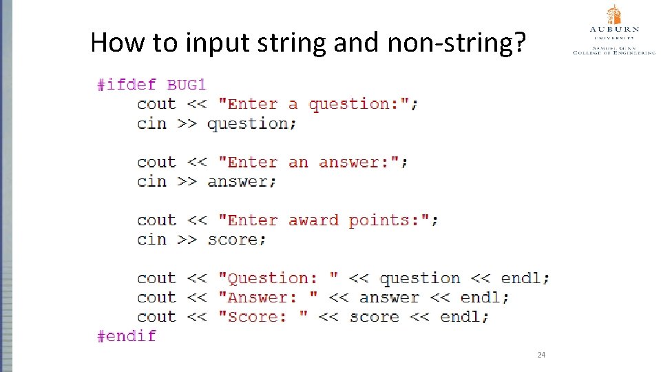 How to input string and non-string? 24 