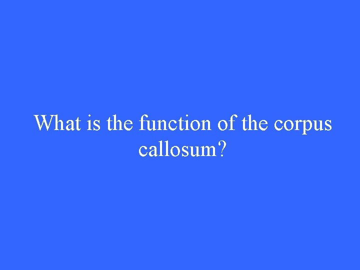 What is the function of the corpus callosum? 