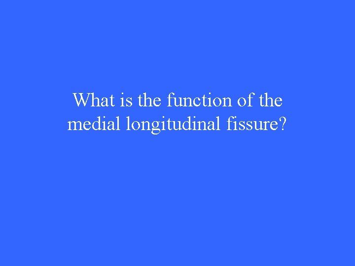 What is the function of the medial longitudinal fissure? 