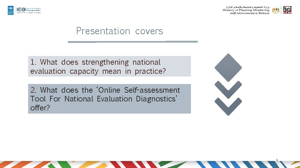 Presentation covers 1. What does strengthening national evaluation capacity mean in practice? 2. What