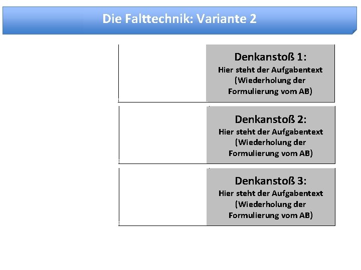 Die Falttechnik: Variante 2 Hier ist Denkanstoß 1 ausformuliert. Die Su. S sehen das,