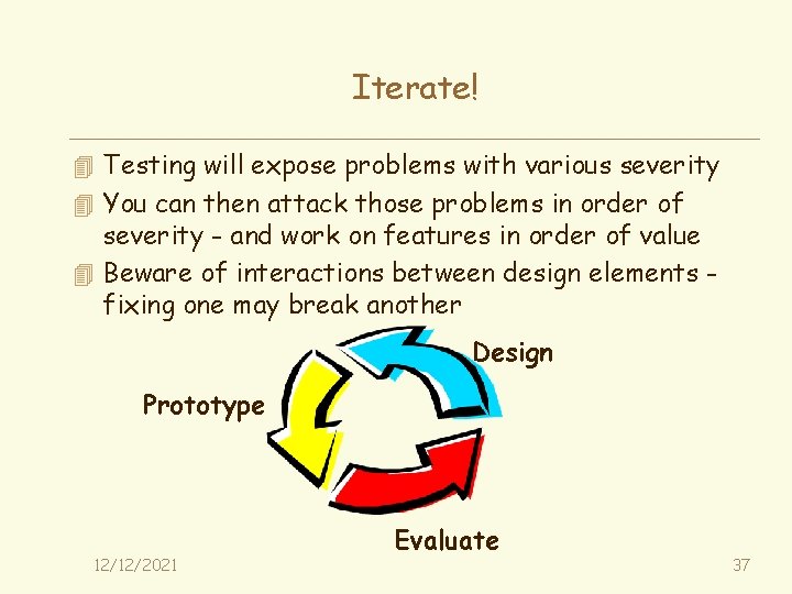 Iterate! 4 Testing will expose problems with various severity 4 You can then attack