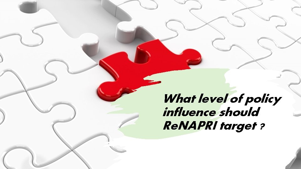 What level of policy influence should Re. NAPRI target ? 