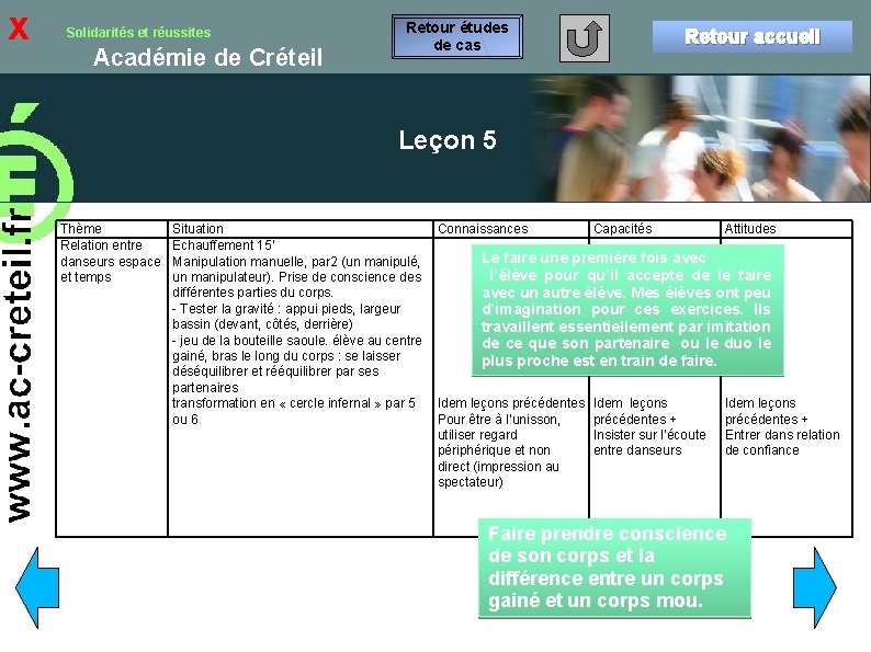 x Solidarités et réussites Académie de Créteil Retour études de cas Retour accueil Leçon