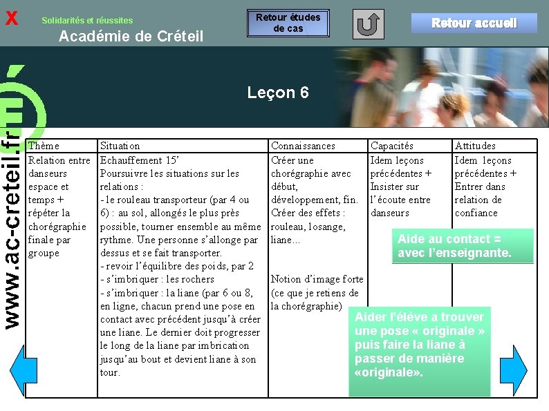 x Solidarités et réussites Académie de Créteil Retour études de cas Retour accueil Leçon