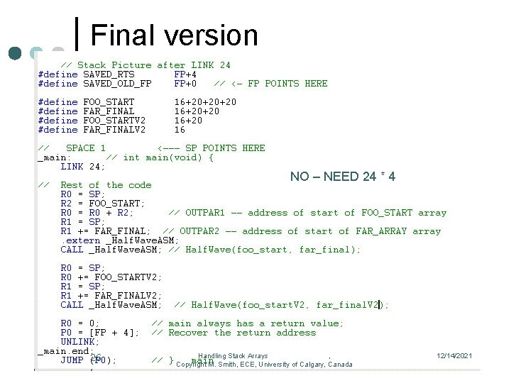 Final version NO – NEED 24 * 4 26 Handling Stack Arrays , Copyright Final version NO – NEED 24 * 4 26 Handling Stack Arrays , Copyright