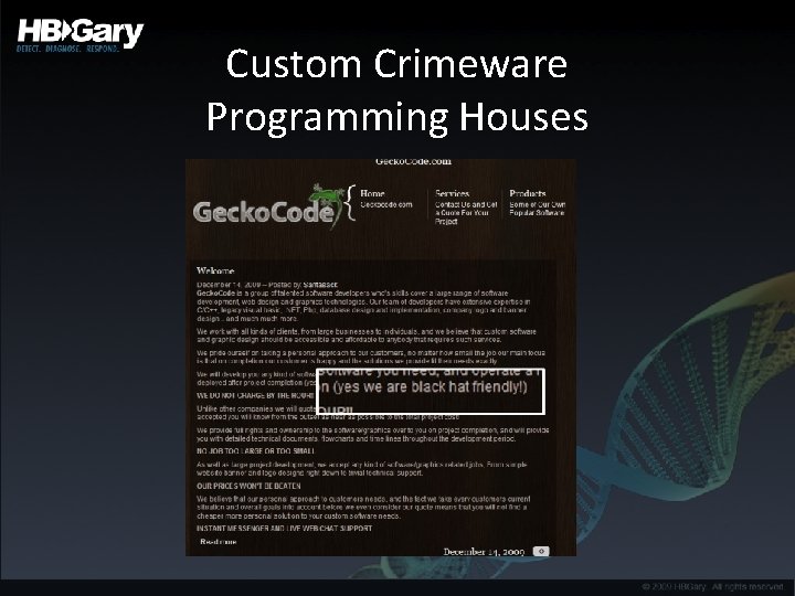 Custom Crimeware Programming Houses 