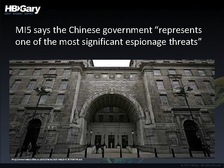 MI 5 says the Chinese government “represents one of the most significant espionage threats”