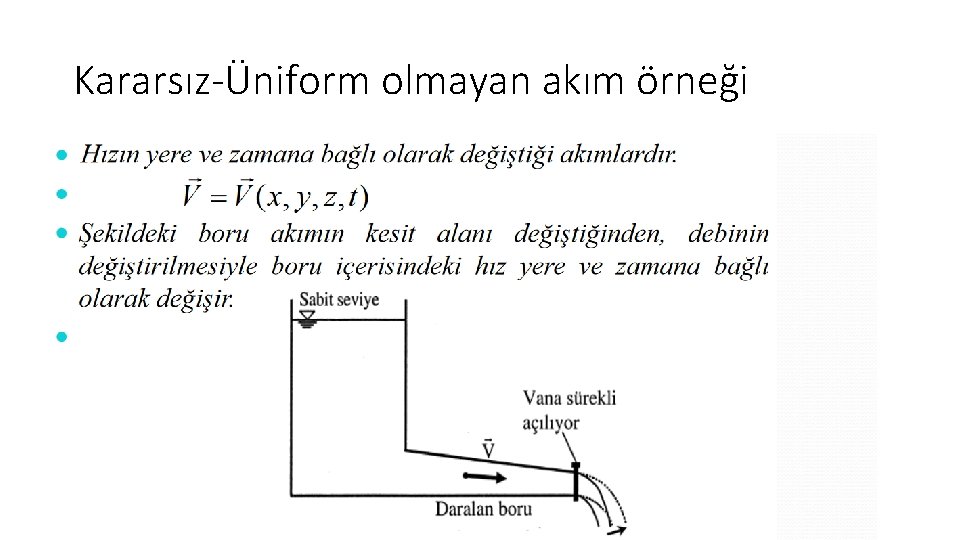 Kararsız-Üniform olmayan akım örneği 