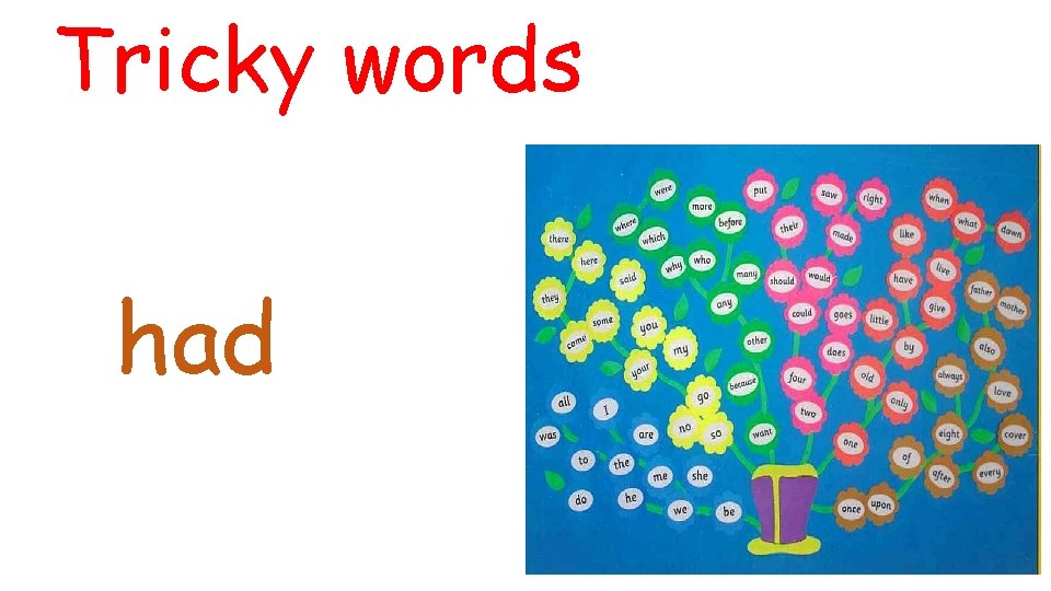 Tricky words had 