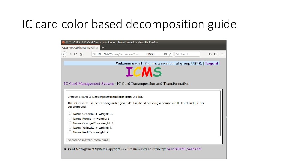 IC card color based decomposition guide 