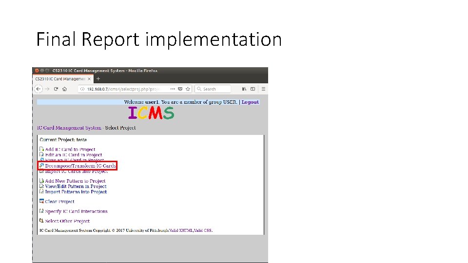 Final Report implementation 