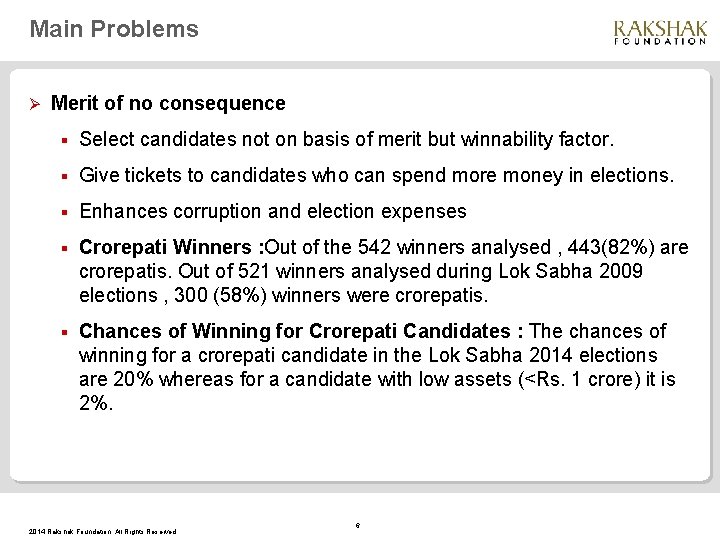 Main Problems Ø Merit of no consequence § Select candidates not on basis of
