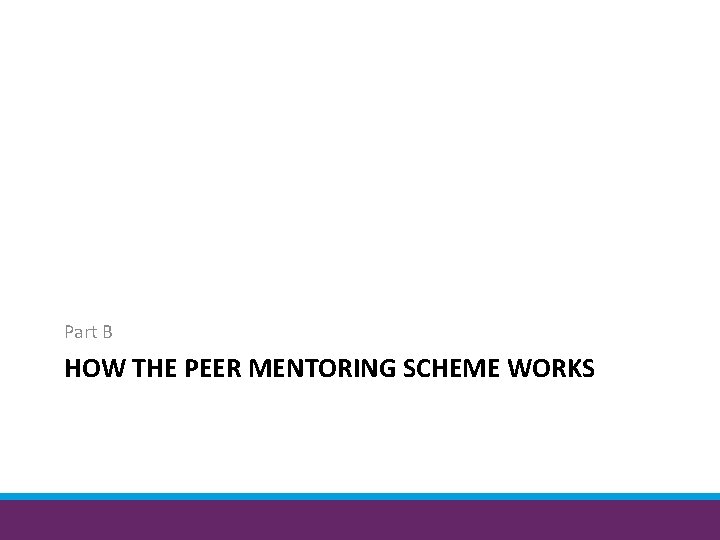 Part B HOW THE PEER MENTORING SCHEME WORKS 