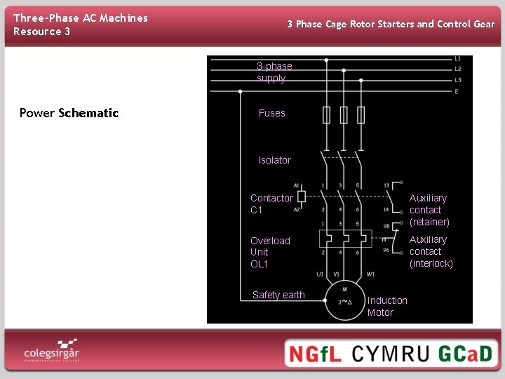 Three-Phase AC Machines Resource 3 DOL Starter Power Schematic 3 Phase Cage Rotor Starters