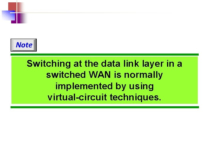 Note Switching at the data link layer in a switched WAN is normally implemented