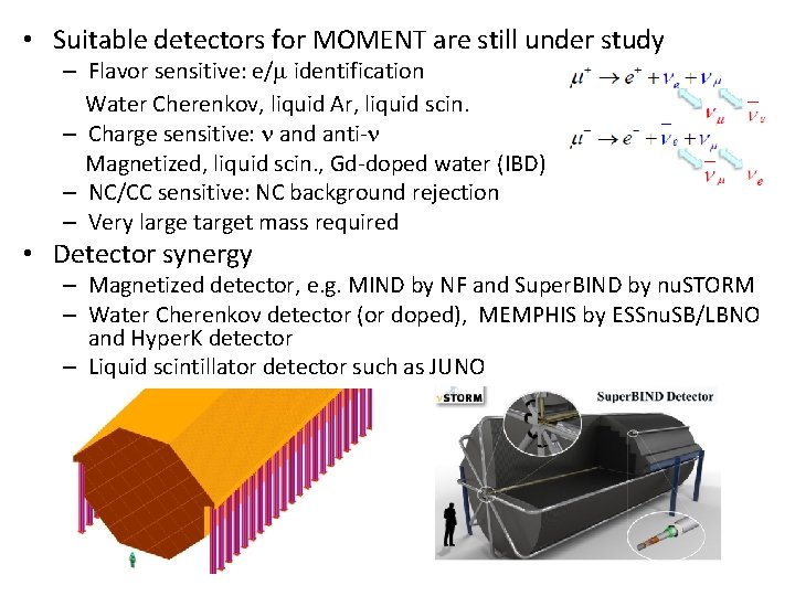  • Suitable detectors for MOMENT are still under study – Flavor sensitive: e/