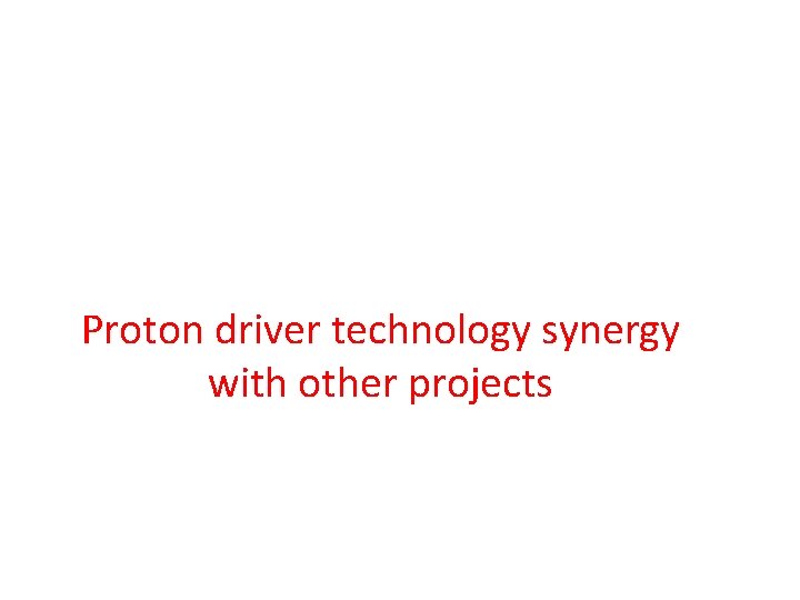 Proton driver technology synergy with other projects 