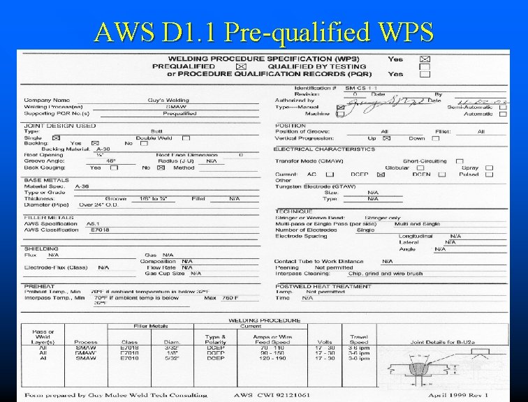 AWS D 1. 1 Pre-qualified WPS AWS D 1. 1 Pre-qualified WPS
