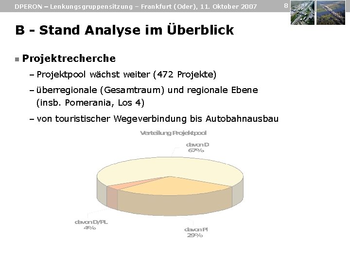 DPERON – Lenkungsgruppensitzung – Frankfurt (Oder), 11. Oktober 2007 B - Stand Analyse im