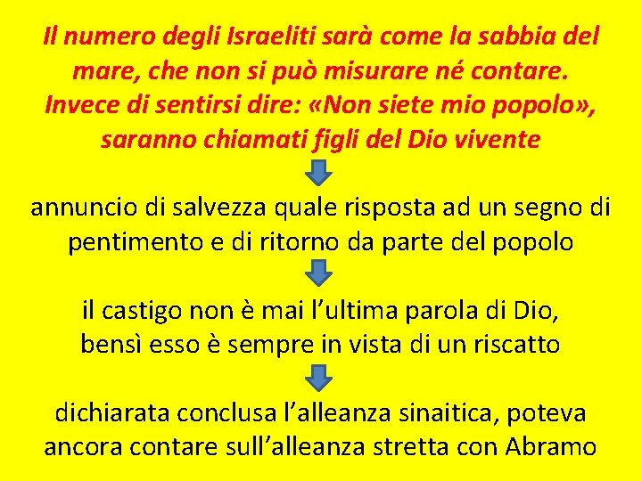 Il numero degli Israeliti sarà come la sabbia del mare, che non si può