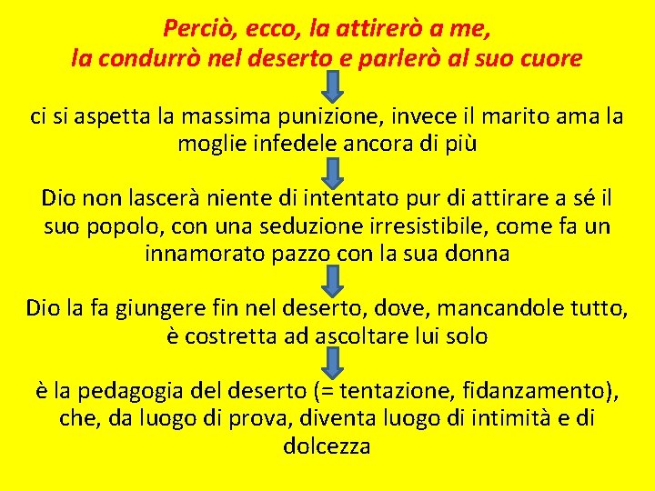 Perciò, ecco, la attirerò a me, la condurrò nel deserto e parlerò al suo