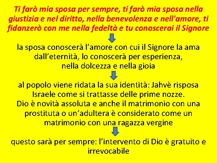 Ti farò mia sposa per sempre, ti farò mia sposa nella giustizia e nel