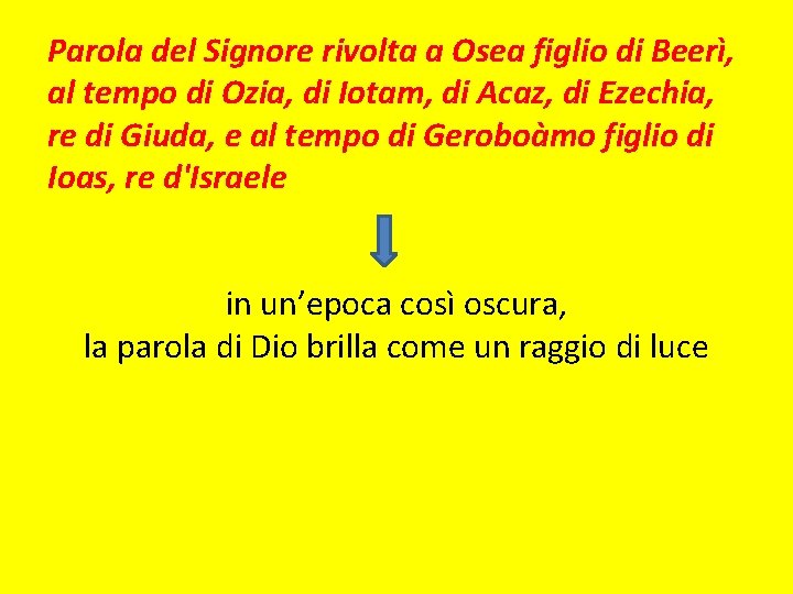 Parola del Signore rivolta a Osea figlio di Beerì, al tempo di Ozia, di