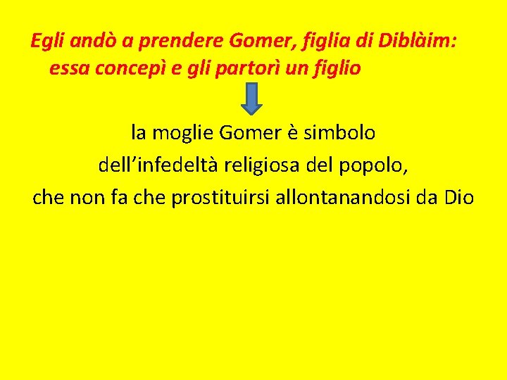 Egli andò a prendere Gomer, figlia di Diblàim: essa concepì e gli partorì un