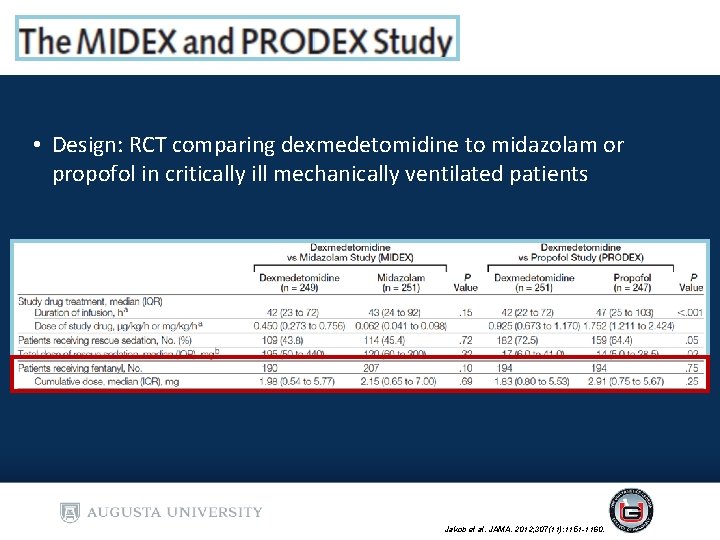 • Design: RCT comparing dexmedetomidine to midazolam or propofol in critically ill mechanically • Design: RCT comparing dexmedetomidine to midazolam or propofol in critically ill mechanically