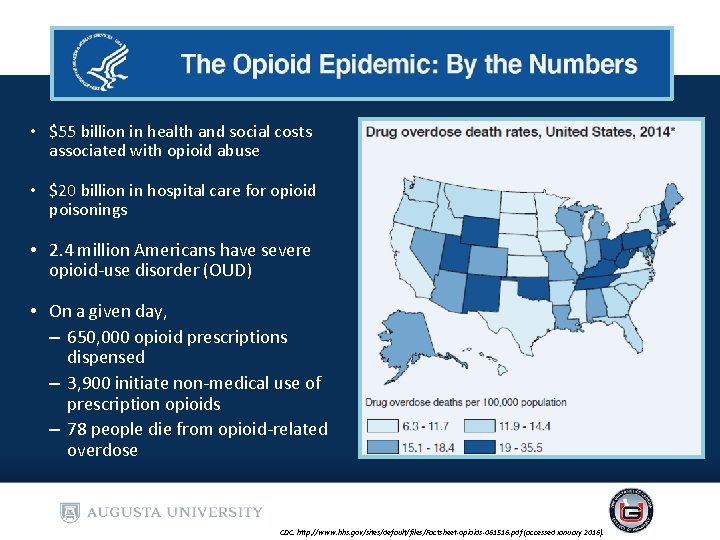 • $55 billion in health and social costs associated with opioid abuse • • $55 billion in health and social costs associated with opioid abuse •