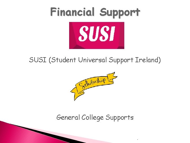 Financial Support SUSI (Student Universal Support Ireland) General College Supports. 