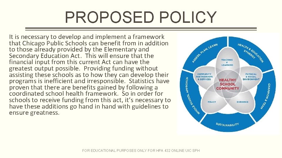 PROPOSED POLICY It is necessary to develop and implement a framework that Chicago Public PROPOSED POLICY It is necessary to develop and implement a framework that Chicago Public