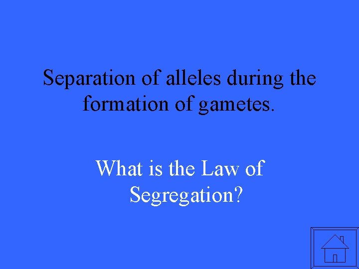 Separation of alleles during the formation of gametes. What is the Law of Segregation?