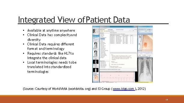 Integrated View of Patient Data • Available at anytime anywhere • Clinical Data has