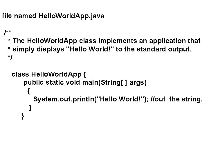 file named Hello. World. App. java /** * The Hello. World. App class implements