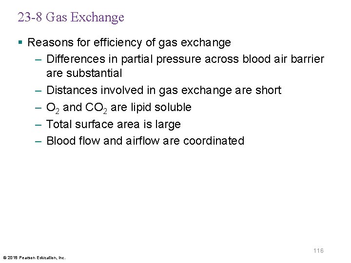 23 -8 Gas Exchange § Reasons for efficiency of gas exchange – Differences in