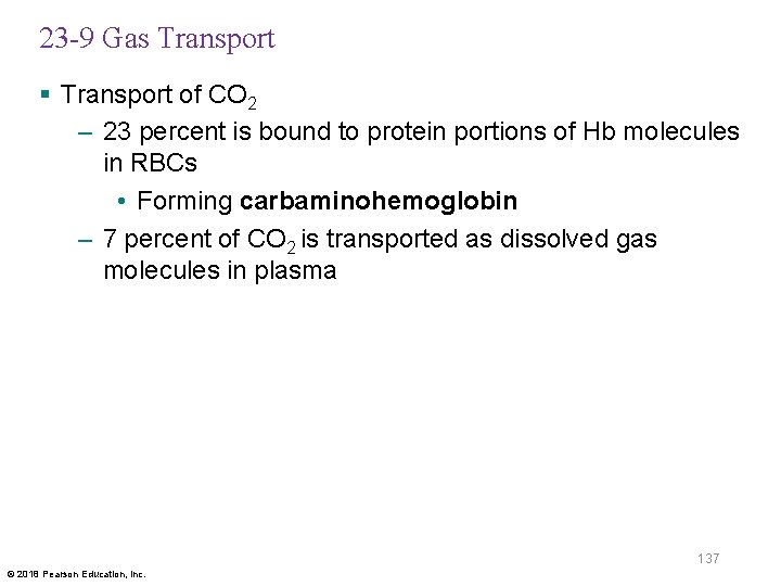 23 -9 Gas Transport § Transport of CO 2 – 23 percent is bound