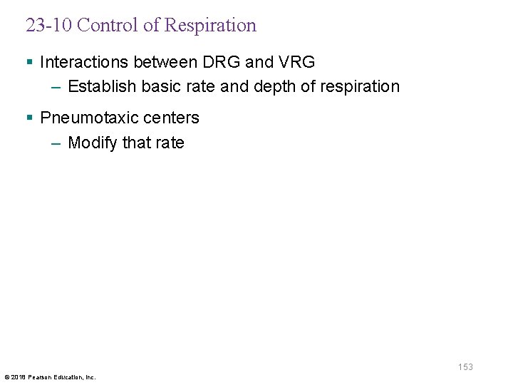 23 -10 Control of Respiration § Interactions between DRG and VRG – Establish basic