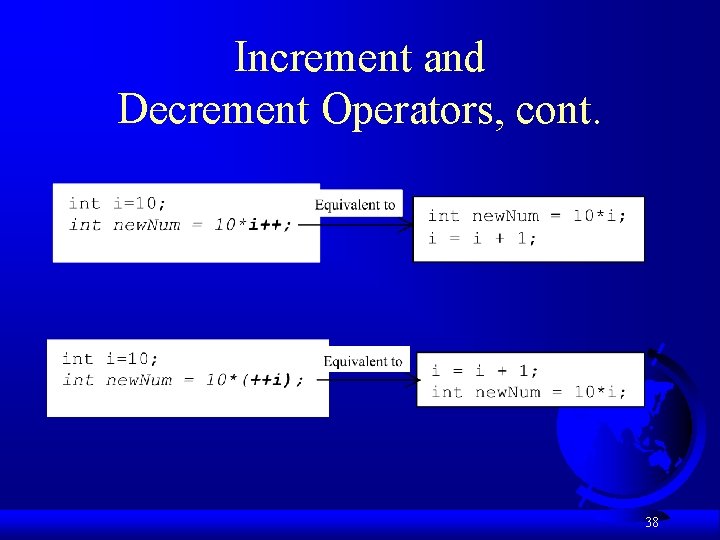 Increment and Decrement Operators, cont. 38 